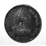 George III half dollar 1777, countermarked on Bolivia 4 reales, good fine