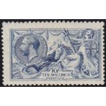 10s Deep blue worn plate Seahorse, unused example PTS cert. (C.V. £5,500), part o.g., worn plate,