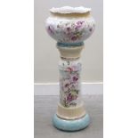 A porcelain jardiniere and stand