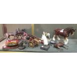 A quantity of porcelain and other horse figures