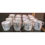 Sixteen Regency coffee cans with floral spray decoration, including Derby, Spode and others (16)