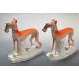 A pair of Staffordshire greyhounds, 19cm high