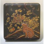 A Japanese black lacquer box, 31 x 31cm  The sides have been off the base and restored back