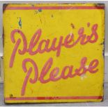 A tin plate 'Players Please', side mounted, 41 x 40cm