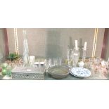 A large quantity of glassware and other items to include a pewter bowl, a copper jelly mould, an