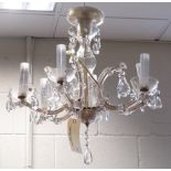 A 20th century Bohemian glass six branch chandelier