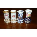 Three Spode and a Mayer and Newbold spill vase, each with rolled rims above flower decorated