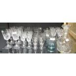 A suite of Edwardian engraved glassware and a quantity of other later glassware