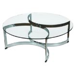 Attributed to Merrow & Associates, a glass and chrome circular occasional table, the clear glass top