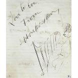 Harpo Marx (American, 1888-1964) Self-Portrait playing the harp, inscribed "Love to Eva / from /