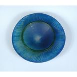 Almeric Walter, a pâte de verre glass dish, the mottled green and blue glass with moulded fern