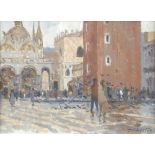 § James Horton, RCA, RBA (British, b.1948) San Marco, Venice - Rainy day signed lower right "J V