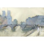 § Charles Ernest Cundall, RA, RWS (British, 1890-1971) Notre Dame and Pont St Michel, Paris, 1960