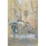 § Diana Armfield, RA, RWS (British, b.1920) Umbrellas up in Venice signed lower left with