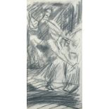§ Dame Laura Knight, RA, RWS (British, 1877-1970) Ballet Dancers charcoal on buff paper 28 x 14cm (
