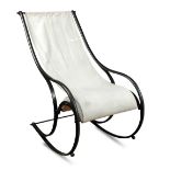 A bent steel rocking chair in the manner of R. W. Winfield, with slung canvas seat, the frame