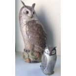 A large Royal Copenhagen model of a long eared owl, numbered 1331, together with another smaller