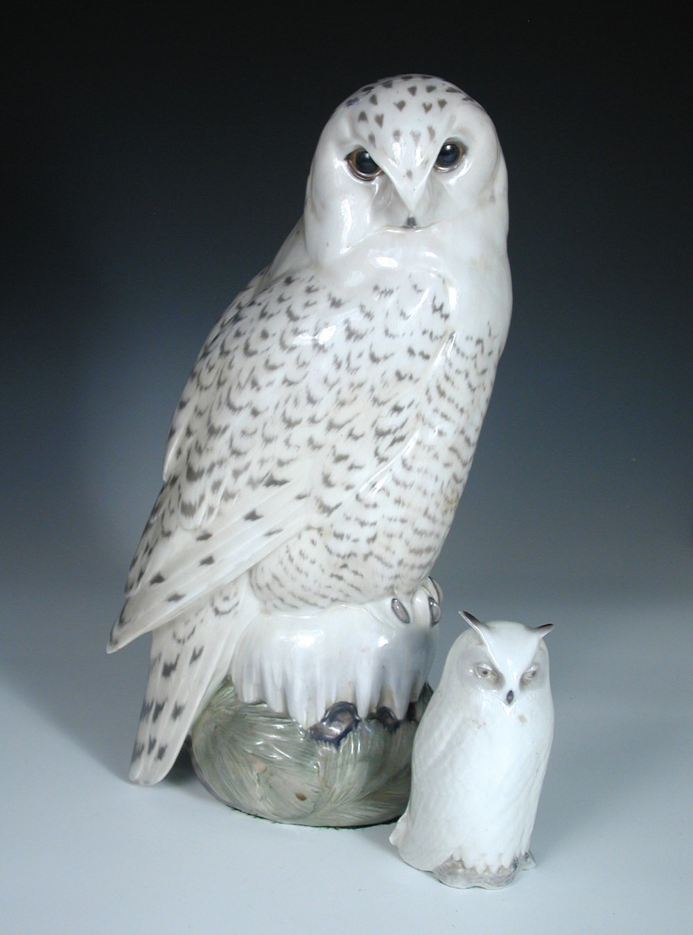 A large Royal Copenhagen model of a Snowy Owl, numbered 1829, painted and printed marks, together