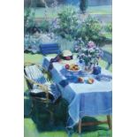 § Sue Wales (British, 20th Century) Summer table in my garden; and View across my garden one