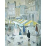 § Pamela Townsend (British, b.1920) Norwich Market signed lower right "Pamela Townsend" oil on board