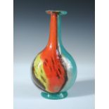 Attributed to Dino Martens, Murano, a glass bottle vase, the multi-coloured vase with aventurine