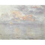 Jessica Dismorr (British, 1885-1939) Seascape with sunset, circa 1907 watercolour on buff paper 22 x