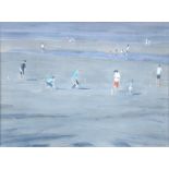 § Caroline Ponsonby (British, 20th Century) Rounders on the beach, Norfolk summer signed lower right