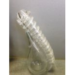Allister Malcolm, (British, 20th century), a clear glass bottle form vase, the clear glass body with
