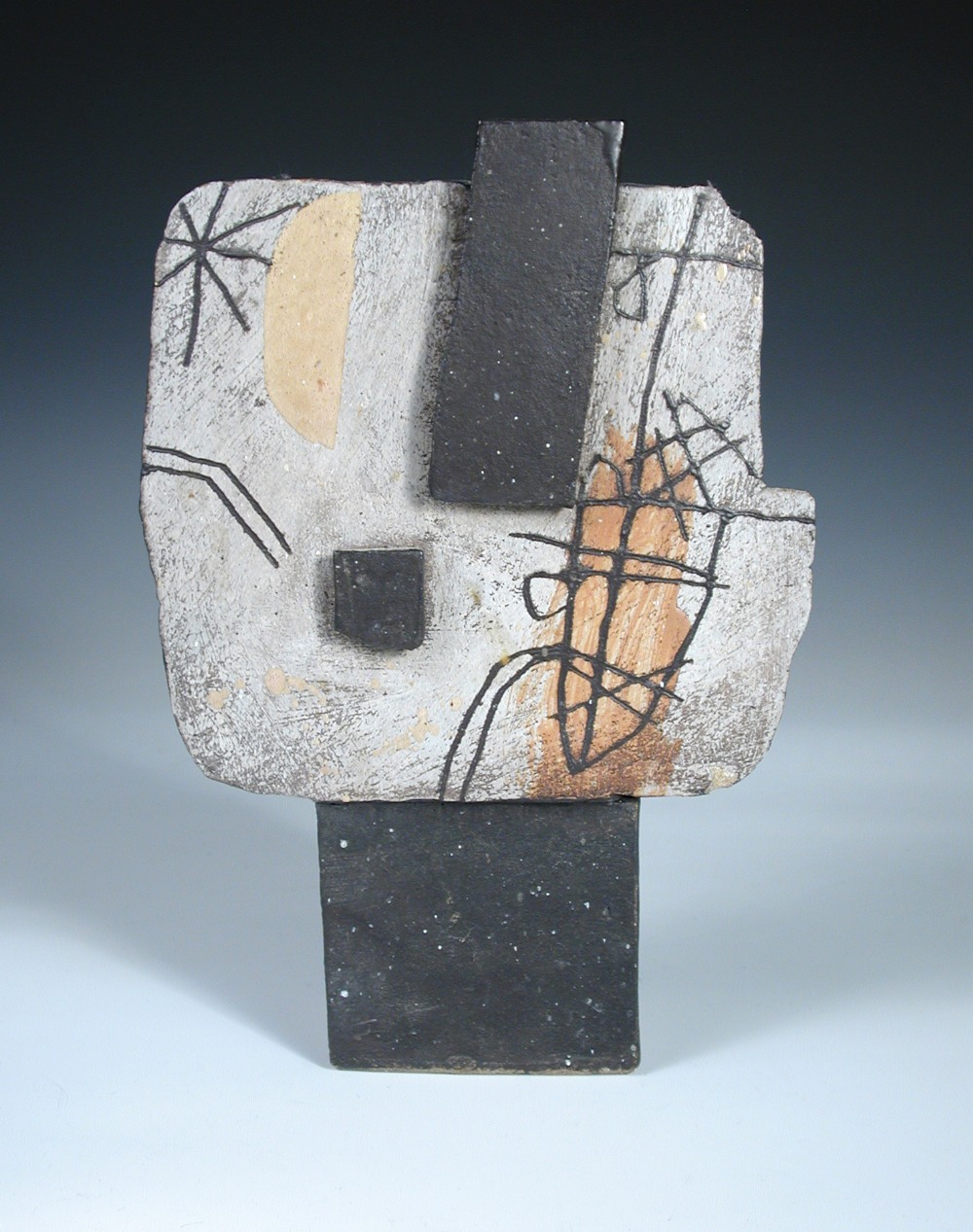 § John Maltby (born 1936), a large slab vase, of rectangular section, painted in slip with