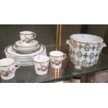 Four Copehagen coffee cups and saucers, a Potschappel planter and eight Wedgwood 'Lugano' pattern