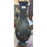 A French Art Nouveau spelter vase, 43cm high