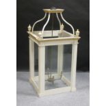 A large white painted square ceiling lantern, 110cm high x 54cm square