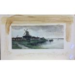 Dutch School (19th Century), Windmill on a Dutch river, signed indistinctly lower left, watercolour,