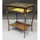 A late 19th century mahogany and inlaid bijouterie table, 76cm high x 63cm wide