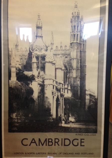 A Cambridge London & North Eastern Railway poster featuring King's College, 101 x 62.5cm, within