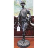 A bronze figure of a soldier, possibly the Duke of Clarence, 37.5cm high