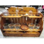 A Chemist's wooden stand for test tubes and other equipment with some fittings, 27 x 40 x 22cm