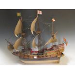 A wooden scale model of a 'Man O' War' ship