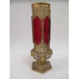 A Bohemian ruby and gilt glass vase