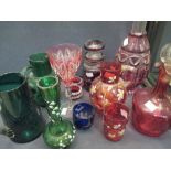 A collection of cranberry glassware and other coloured glass (qty)