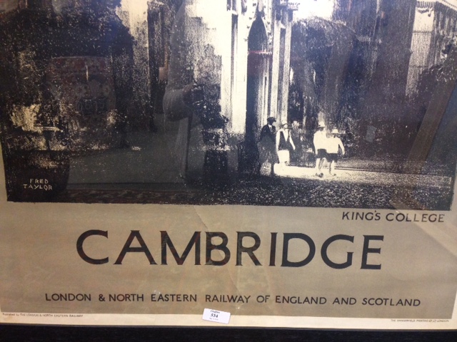 A Cambridge London & North Eastern Railway poster featuring King's College, 101 x 62.5cm, within - Image 2 of 2