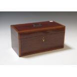 A George III harewood tea caddy, 31cm wide