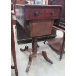 A Regency mahogany pedestal work table, 74cm high