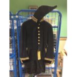 A 19th century Diplomatic court dress frock coat, trousers and bicorn hat, the cuffs and collar