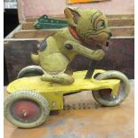 A Gunthermann tinplate clockwork toy, Bonzo on scooter, box of Meccano and other models