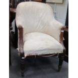 An early Victorian rosewood framed tub armchair on gadroon legs, 92cm high x 62cm wide