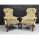 Three similar Victorian upholstered spoon back chairs, 106 cm high (3), From the collection of the