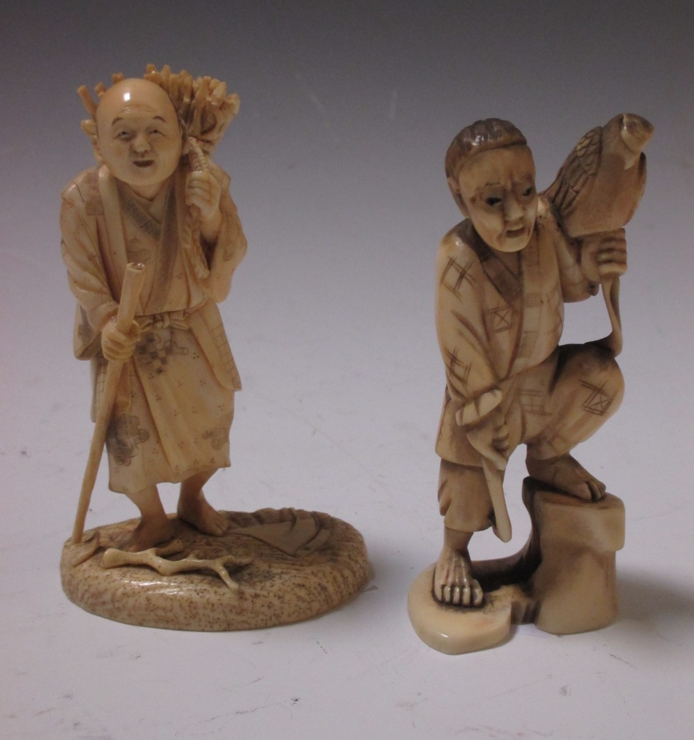 A Japanese ivory faggot gatherer together with a hawker (2)