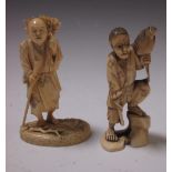 A Japanese ivory faggot gatherer together with a hawker (2)