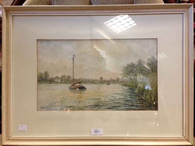 George Vemply-Burwood (British, 1944-1917), two watercolours of the Norfolk broads, both signed - Image 3 of 4